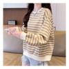 Navava Long Sleeve Sweatshirt Tri Color sTripe Round Neck Nt1997