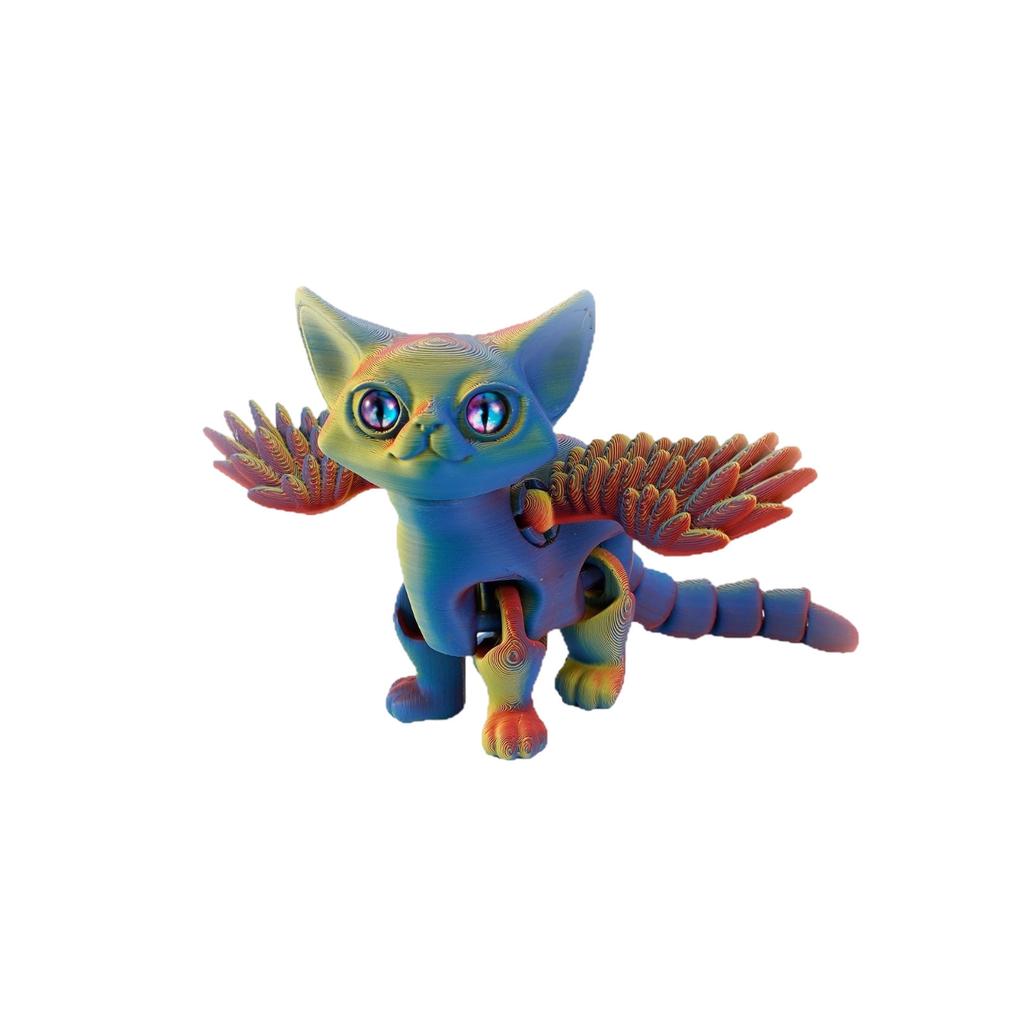 16см 3D-печатный Ангел Демоны Кот Подвижные суставы Милый питомец Настольная милая игрушка Декомпрессионные украшения Сюрприз-боксы