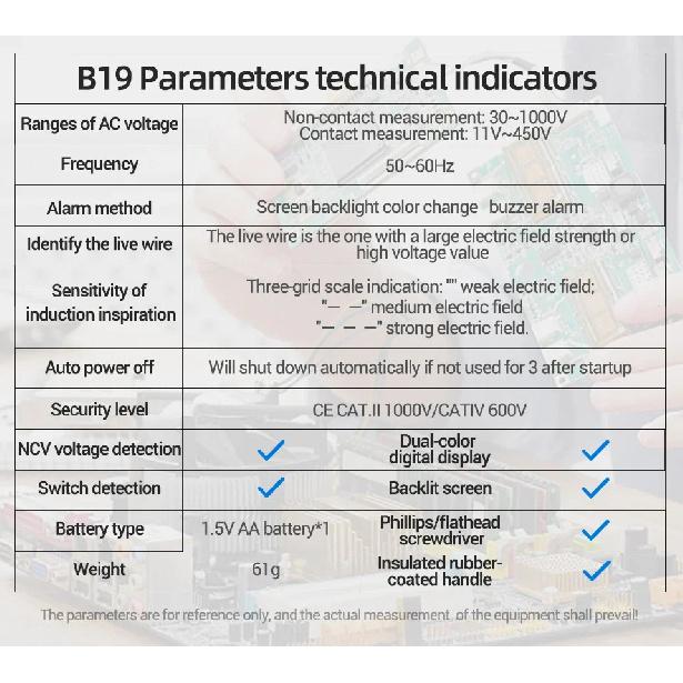 ANENG B19 Noncontact Induction Pen with Screwdriver 30-1000V Three level Induction Intensity Display Electrical Verification Pen