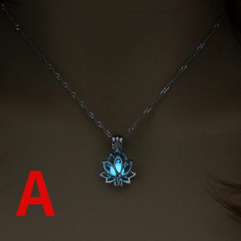 Tri-color Retro Luminous Moonstone Pendant Necklace Female Jewelry Long Chain Lotus Buddha Gift Accessories for Women