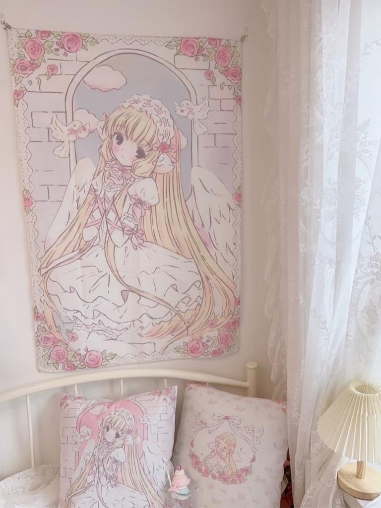 Chobits Кавайный Домашний Декор Настенный Гобелен Аниме Розовая Девочка Гобелен Стена Спальня Фон Милая Модная Женщина Гобелены