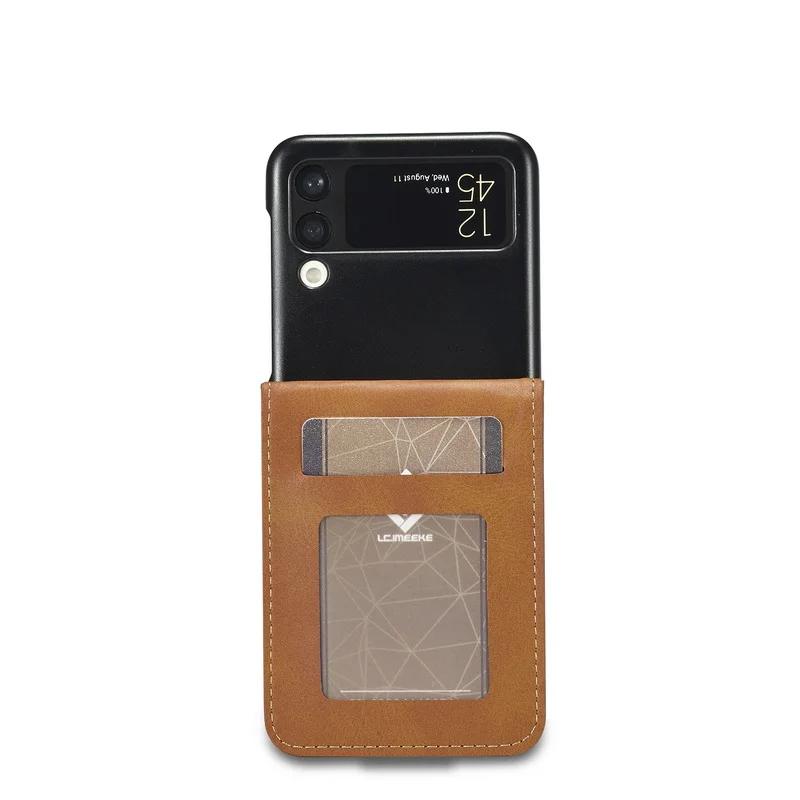 Кожаный чехол с принтом под теленка для Samsung Galaxy Z Flip 7 FE 6 5 4 5G Flip6 Слот для карт Кошелек Flip4 Подставка Чехол Ультратонкий