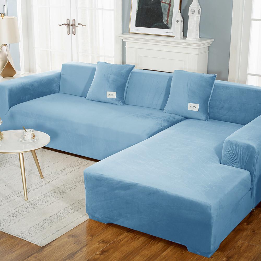 Simple Solid Color Plush Surface Sofa Protection Cover With Anti Slip Strip For Household Protection