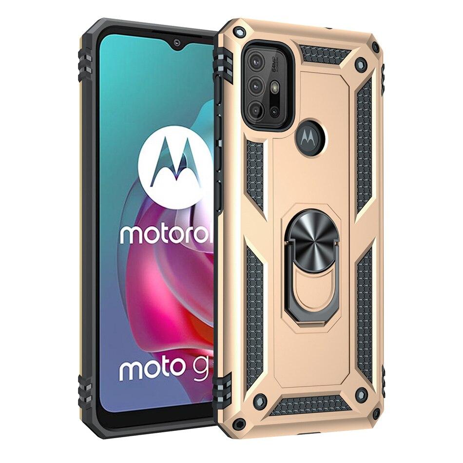 Бронированный чехол для Motorola Moto G Pure G50 G60 G20 G30 E7 G40 Fusion G100 Stylus G8 G9 One 5G Ace Play Power с магнитным кольцом