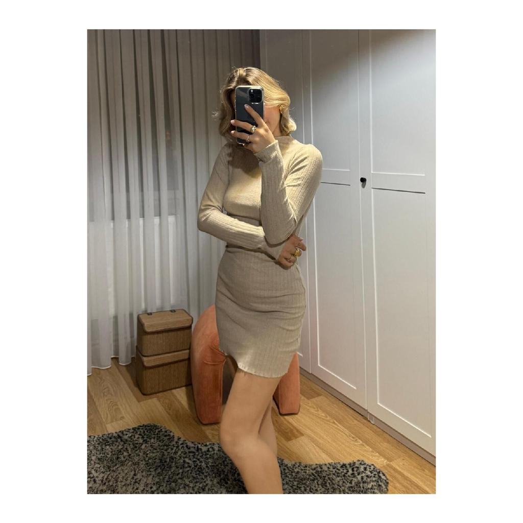 Женское платье с высоким воротником, трендовое, из вельвета и лайкры, хлопок, сезонное и зимнее