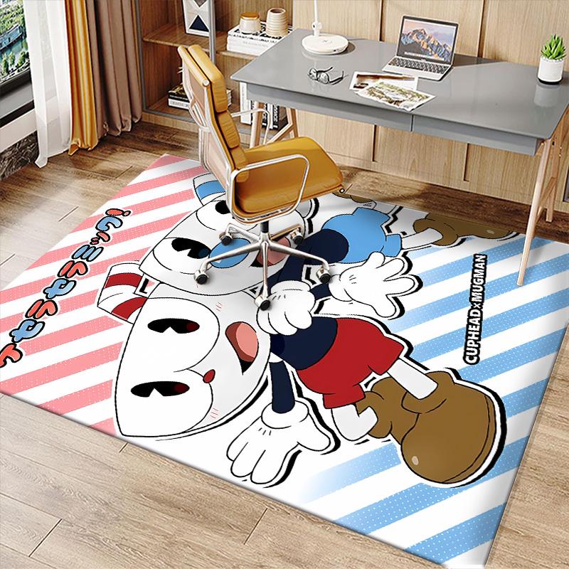 Cuphead Printed Absorbent Washable Carpet, Non-Slip Bathroom Mats, Kitchen Rugs, Yoga Mat,Living Room Entrance, Camping Picnic Rugs