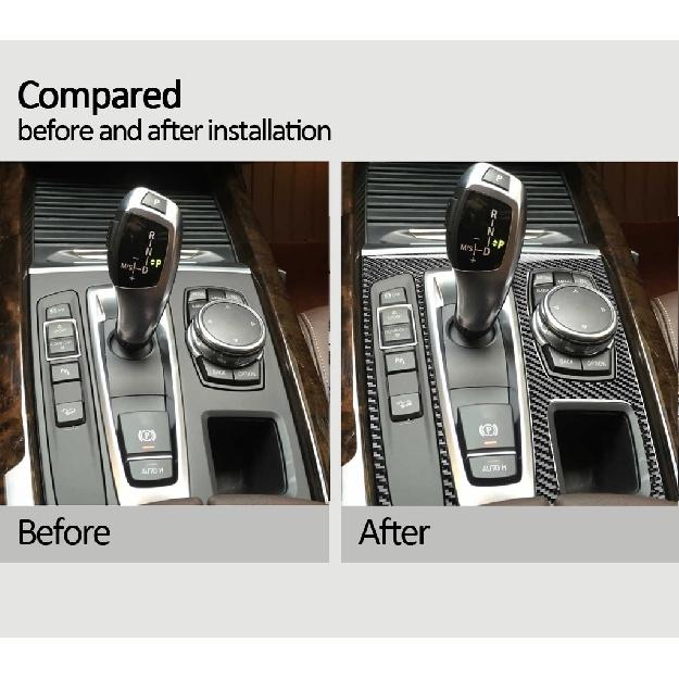 For BMW F15 F16 X5 X6 2015 2016 2017 2018 LHD Car Interior Real Carbon Fiber Gear Shift Panel Cover Trim Car Stickers