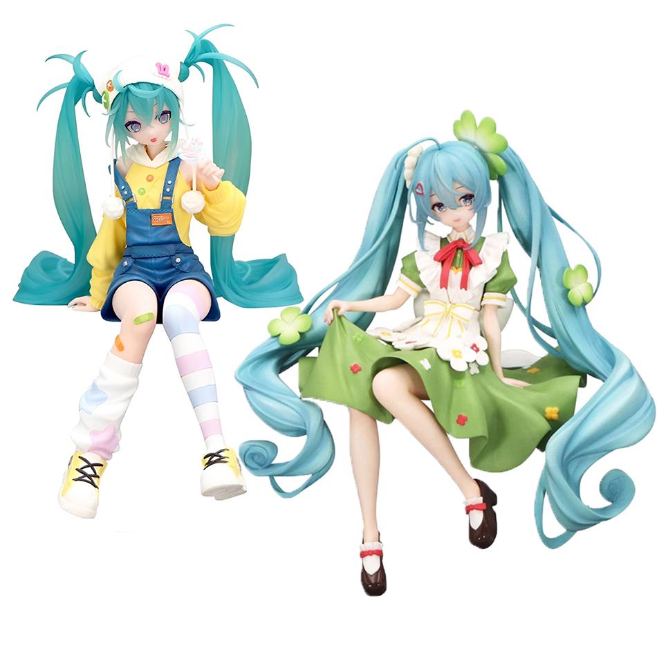 Маленький Дьяволёнок Хацунэ Мику Чёрное Платье Чуинь Мику Четырёхлистный Клевер Хацунэ Мику Аниме Девушки Ручной Работы ПВХ Модель Милые Украшения