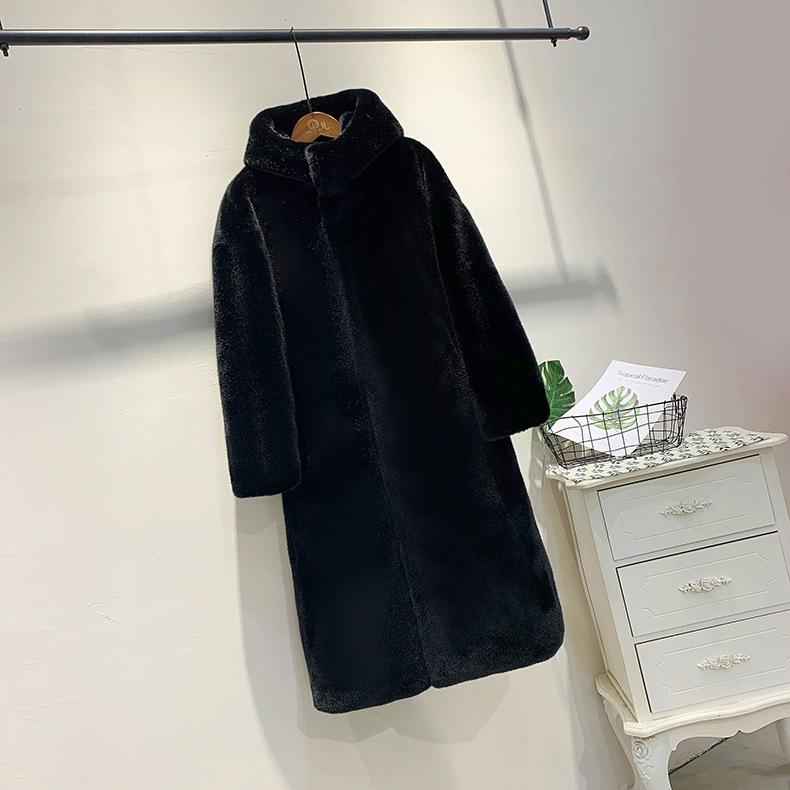 Женские осенне-зимние корейские пальто из искусственного норкового меха, утолщенное свободное бархатное плюшевое пальто, длинное пальто