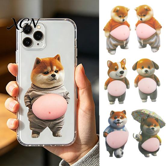 3D Belly Animal Sticker 1 Pair Dog Anti-collision Anxiety Stress Relief Elastic Puppy Tummy Cartoon Decal Fat