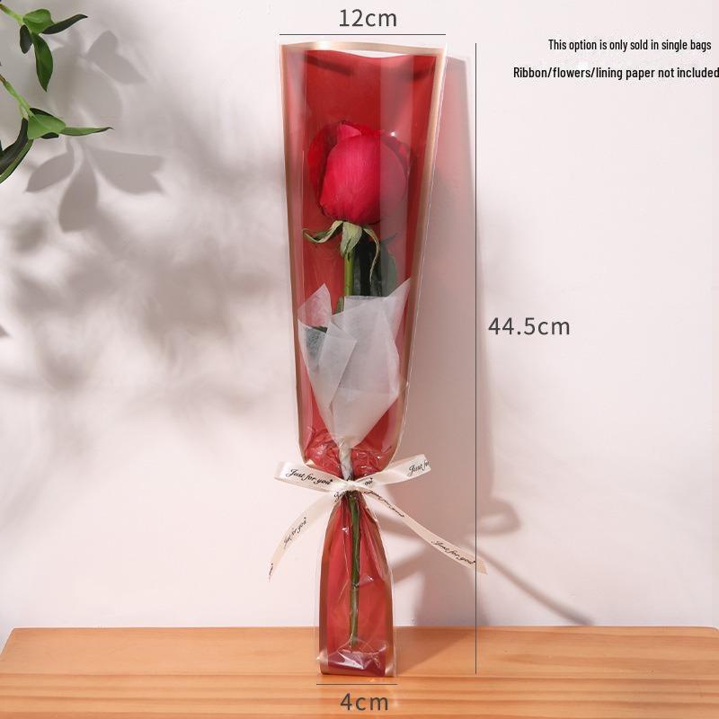 Valentine's Day Transparent Waterproof Flower Bag for Single Bouquet