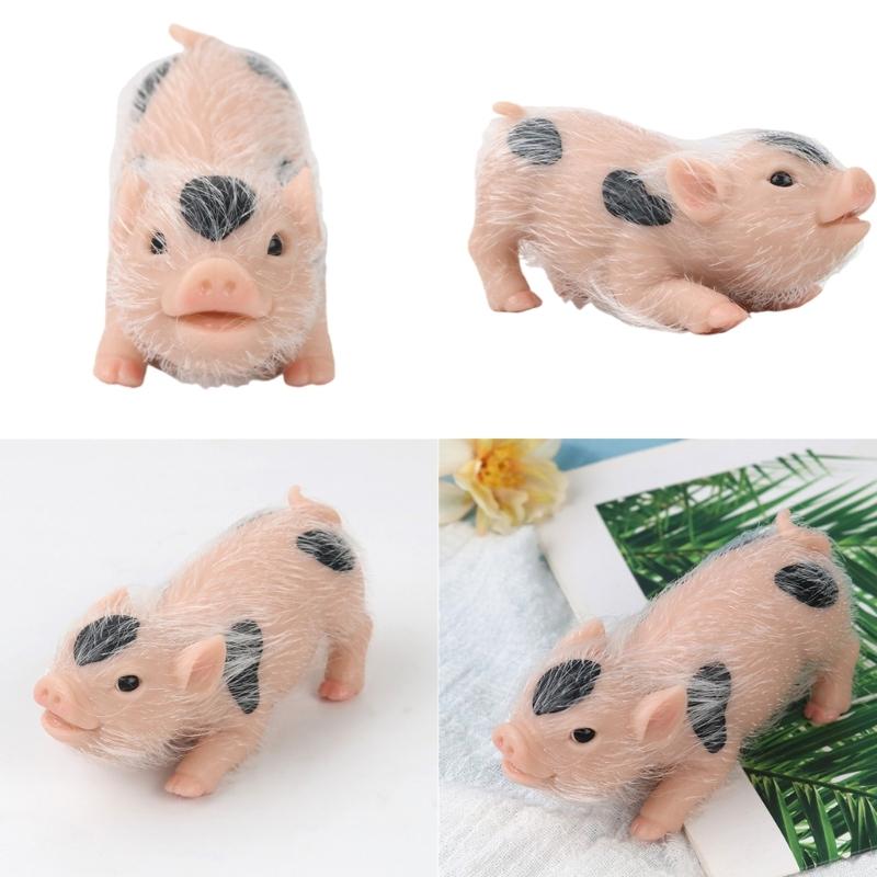 Mini Pig Figure Toy Cute Simulation Soft Silicone Animal Toy Kids Room Decors Reborns Pig Parenting Gift