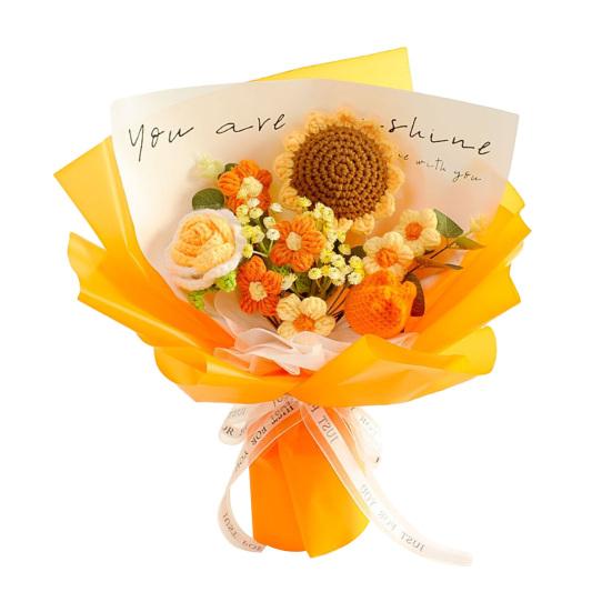 Искусственные Цветы Ручной Работы Крючком Букет Цветов Мягкая Хлопковая Пряжа Не Требует Ухода Гибкие Стебли Искусственное Цветочное Украшение