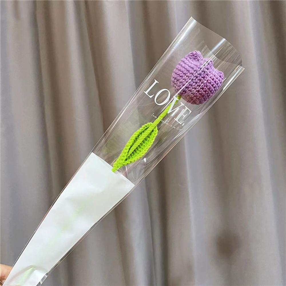 Cotton Knitting Flower Tulips Hand-Knitted Simulation Flower Fashion Flower Bouquet Home