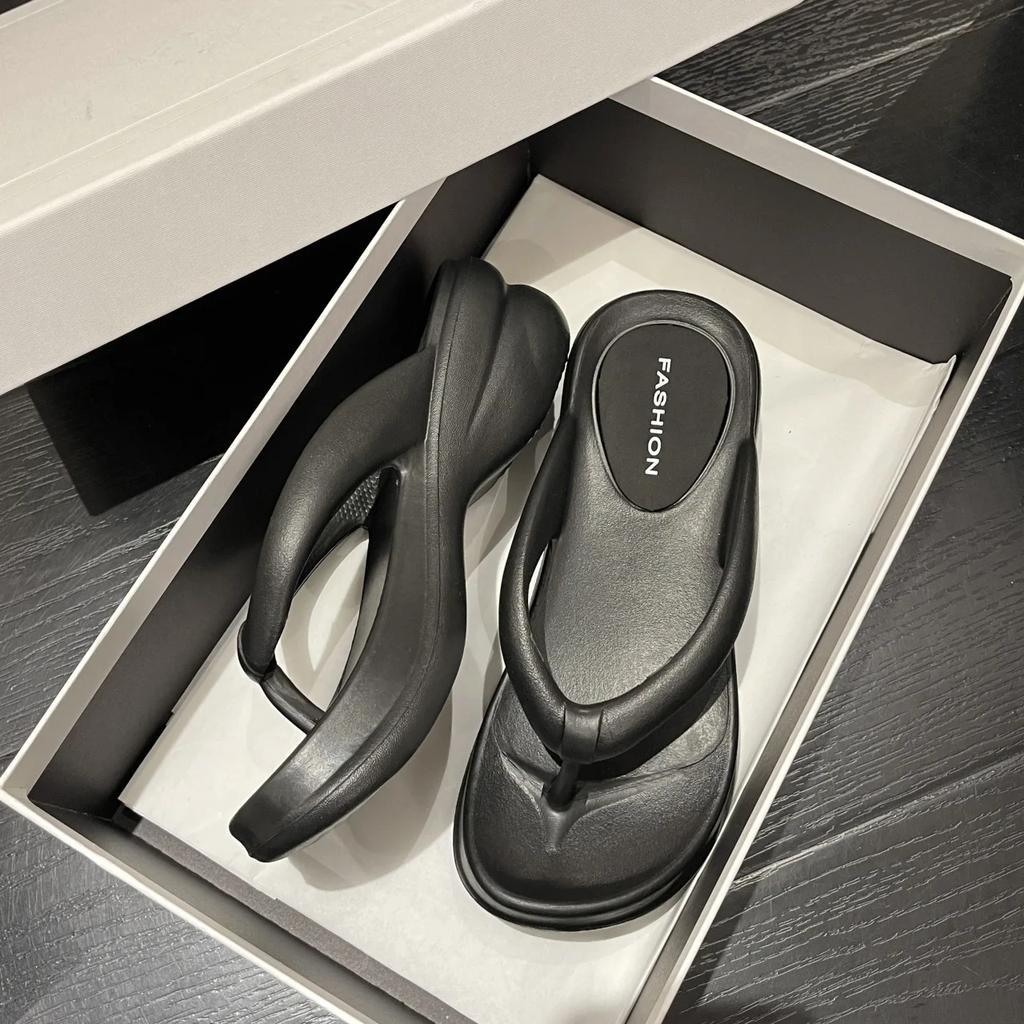 Thick Sole Wedges Flip Flops For Women 2024 Summer Clip  Platform Sandals Woman Non-slip Beach Slippers Girls Outdoor Slides