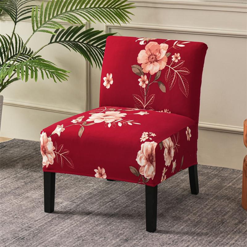 Christmas Print Accent Armless Chair Cover Single Sofa Stool Slipcover Nordic Stretch Chair Covers Elastic Couch Protector Cover