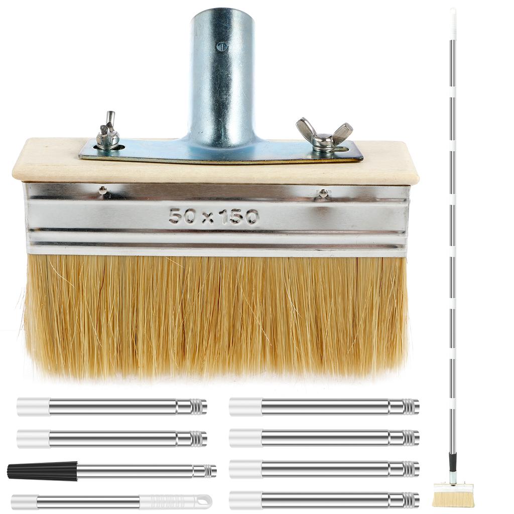 1/2 Pcs Deck Paint Brush 8 Section Detachable Handle Cleaning Brushes Multi-purpose Decks Staining Brush for Painting Fence Wall