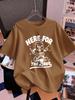 Here For The Beer Prints TShirts Women Summer Cotton Short Sleeve Tops ONeck Comfortable Loose T Shirt Casual Womans Clothes