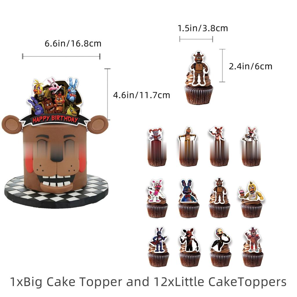 Funtime Freddy Birthday Decoration Party Set FNAF Game Anime Character Children Cute Funny Boys Girls Red Black Blue Brown Happy Birthday Garland