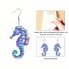 Модные акриловые серьги-капли в виде синего/фиолетового морского конька для женщин, Y2K, красочные серьги, трендовые женские серьги, летние, для отпуска, путешествий, отдыха, на каждый день