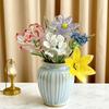 Hand-Blown Glass Flower Decoration with Wire Stem Handmade Colored Glaze Floral Figurine Home Living Room Office Table Flower Vase Ornament