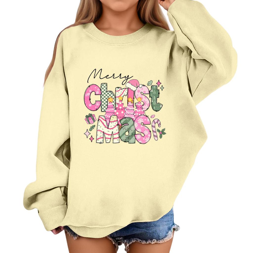Children's Fashionable Casual Long-sleeved Loose Christmas Print Pullover Sweatshirt