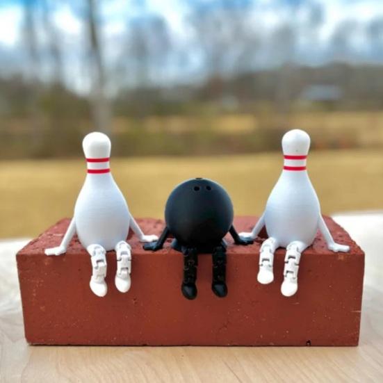 Bowling Buddy Figurine Bowling Ball Ornament with Articulated Legs Mini Bowling Pin Decoration Collectible for Home Shelves Desks Tables Display