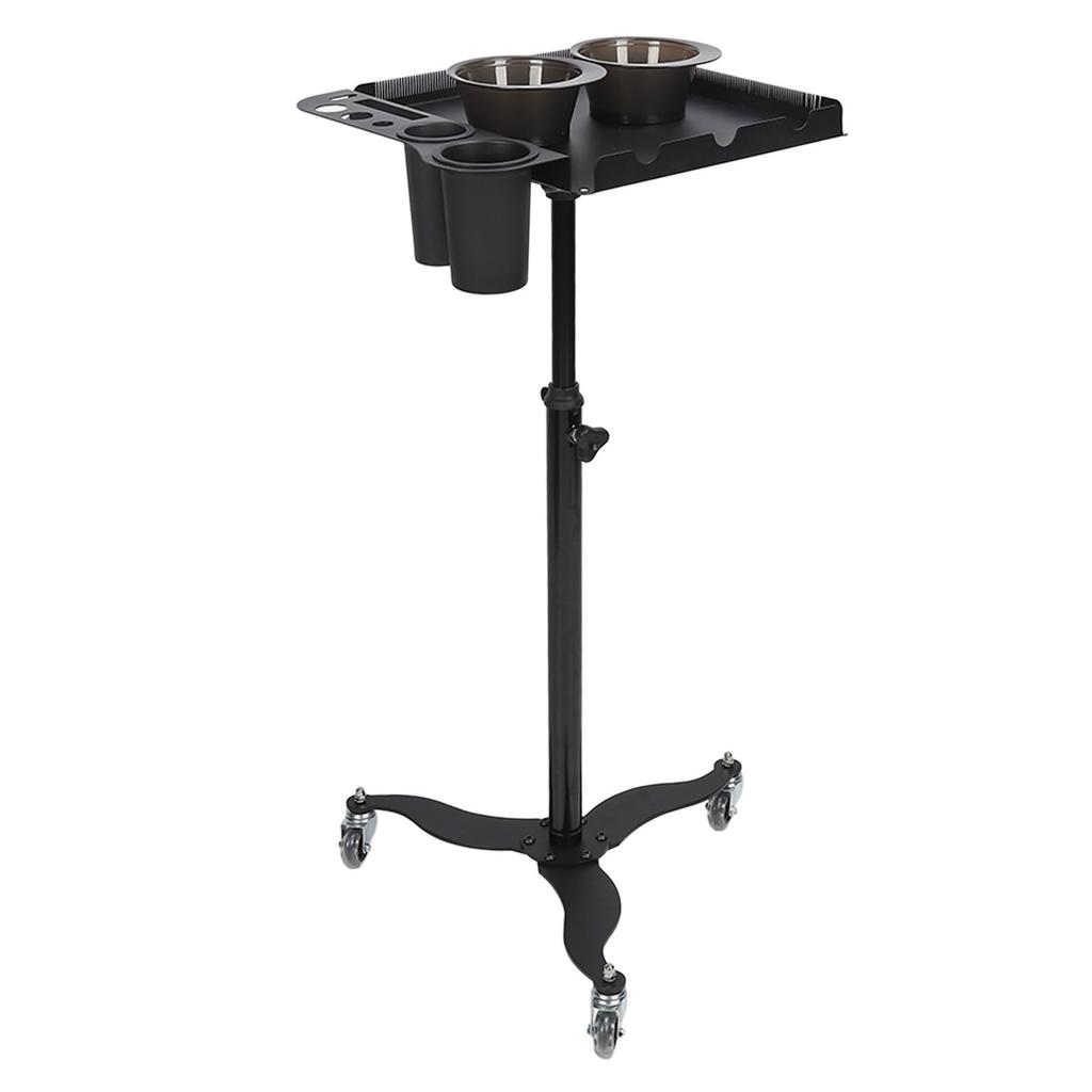 Salon Tray Removable Stainless Steel 360 Degree Rotatable Tray Adjustable Height Cart with Wheels
