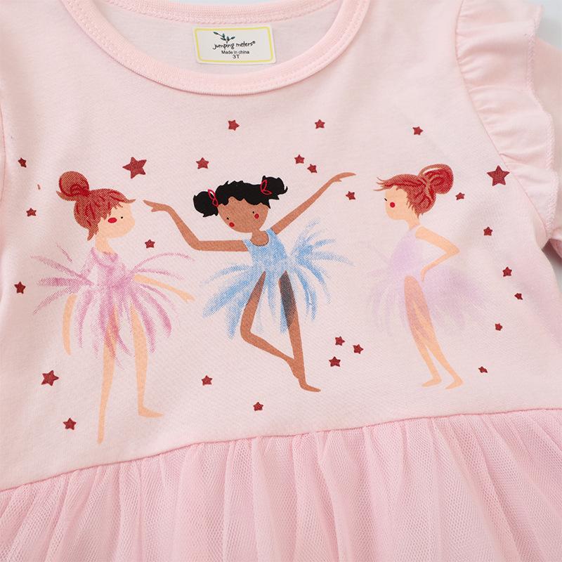 Лето 100% хлопок мультяшный принт повседневное платье принцессы для девочки сетка с коротким рукавом свободная юбка милый розовый платья для девочек детская одежда