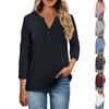 Женские топы с воротником на пуговицах, женские повседневные топы с рукавом 3/4 и v-образным вырезом, модные рубашки с принтом, топы, футболки с карманами