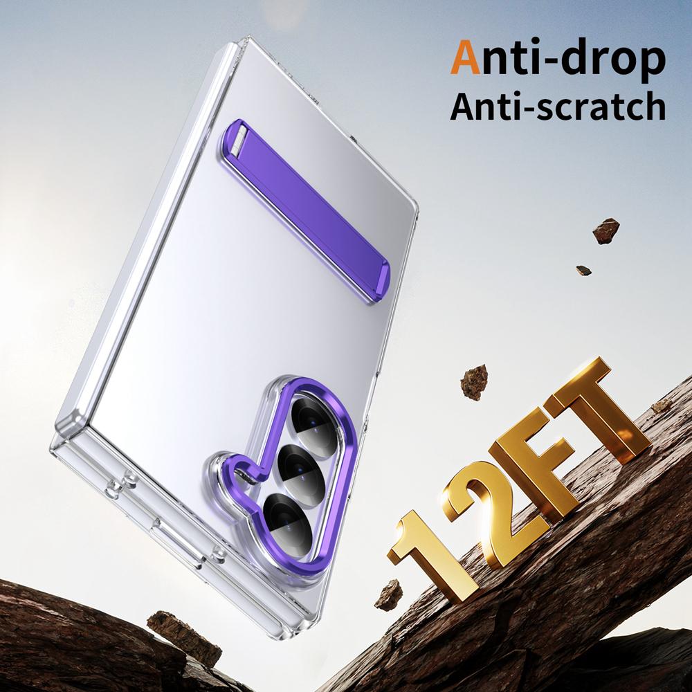 KEYSION Прозрачный чехол для Samsung Z Fold 6 5 4 3 5G Жесткий ПК Металлическая подставка Противоударный чехол для телефона с защитой экрана