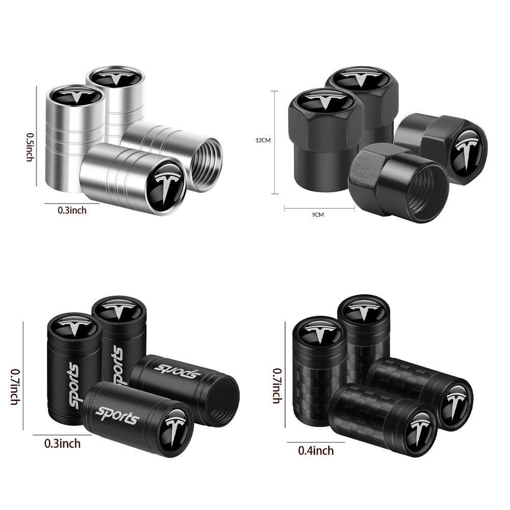 whalq7 4pcs Car Wheel Tire Valve Caps Tyre Rim Stem Covers for Tesla Model 3 Model S Model X Model Y Roadster SpaceX Cybertruck