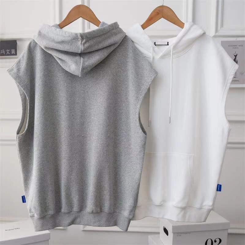 Women's Loose Large Size Simple Sleeveless Hooded Vest Sweater