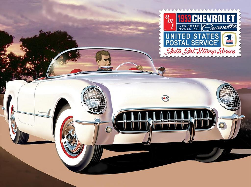 PLATZ AMT Масштаб 1953 Chevrolet Corvette Серия почтовых марок USPS Пластиковая модель AMT1244 1/25