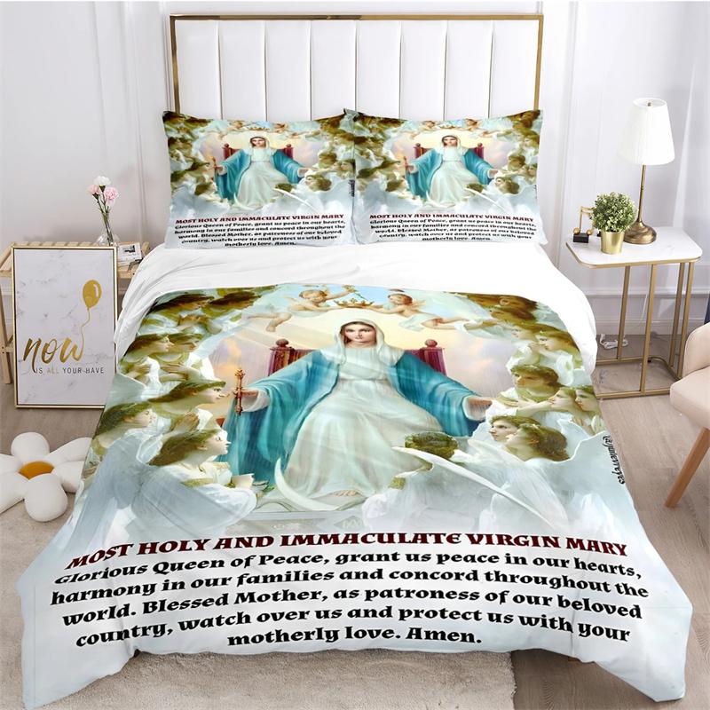 Доброе Сердце Пресвятой Девы Марии Всесезонный Пододеяльник Одеяло Постельный Комплект Мягкий Пододеяльник и Наволочки Односпальный/Двуспальный/Квинсайз/Кингсайз