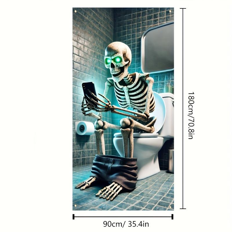 Halloween Closestool Skull 2D Door Banner Horror Theme Party Decorat Indoor and Outdoor Door Flag Polyester Background Cloth