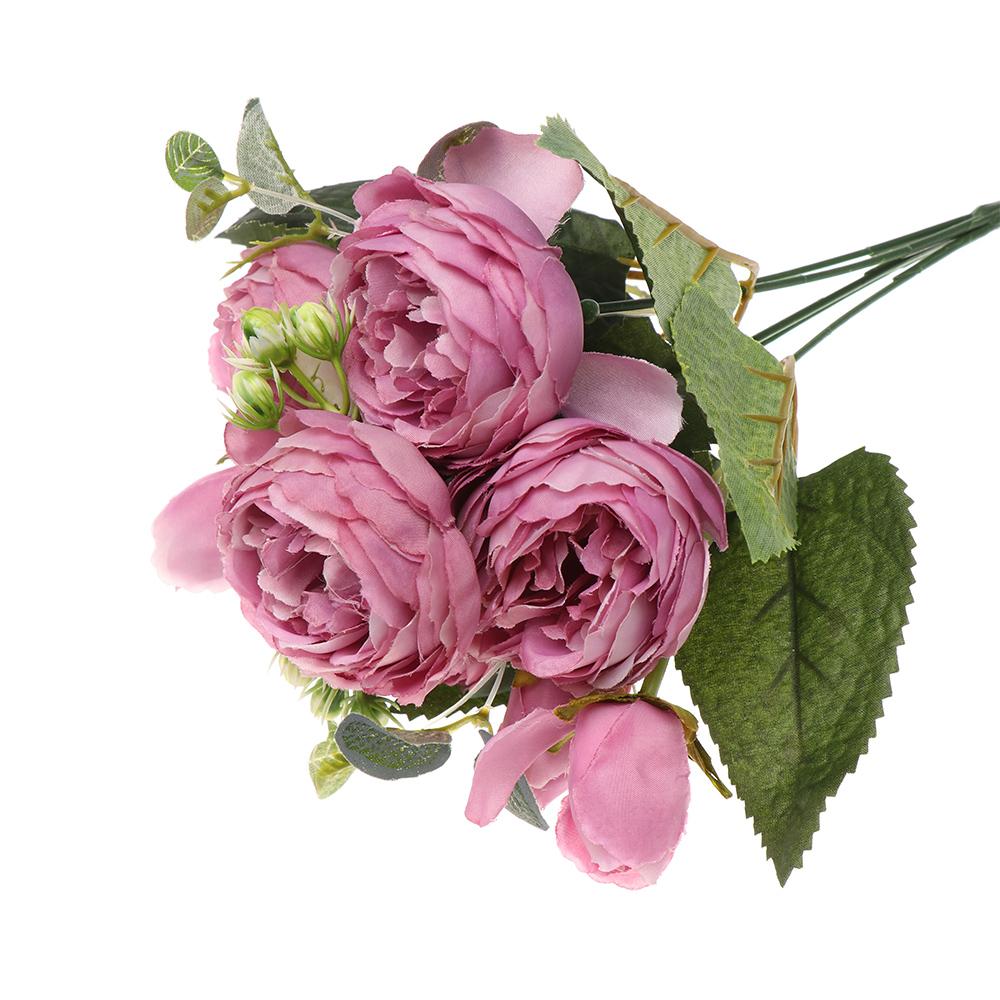 30см 9 голов Сделай сам Декор Винтаж Свадьба Искусственные цветы Букет роз Украшение для вечеринки Шелковый пион