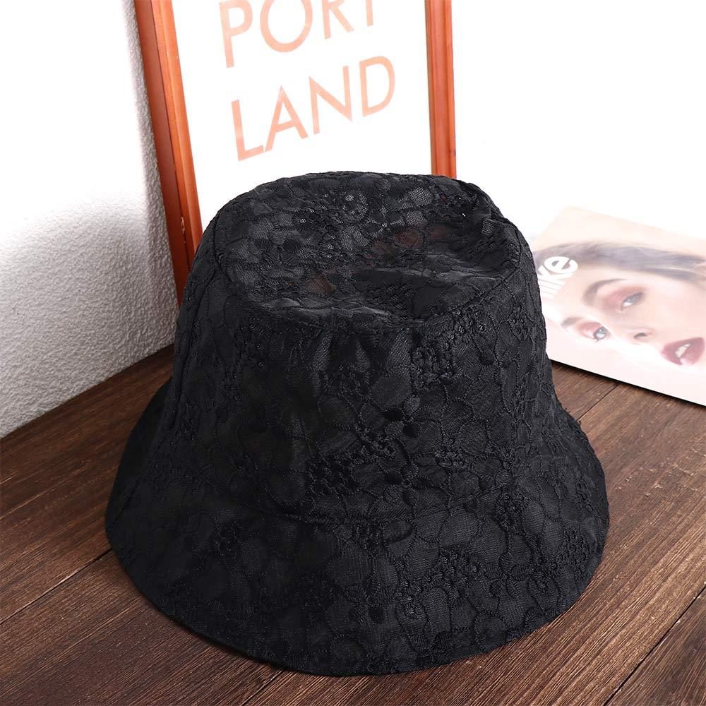 Korean Foldable Flower Summer Hat Basin For Women Sun Protection Pure Color Caps Sun Cap Sun Hat Female Hats Lace Bucket Hat