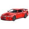 Гальванизированная модель спортивного автомобиля Nissan Skyline GTR-R34 в масштабе 1/32, звук, свет, литой игрушечный автомобиль, подарок для детей, мальчиков, миниатюрная машина