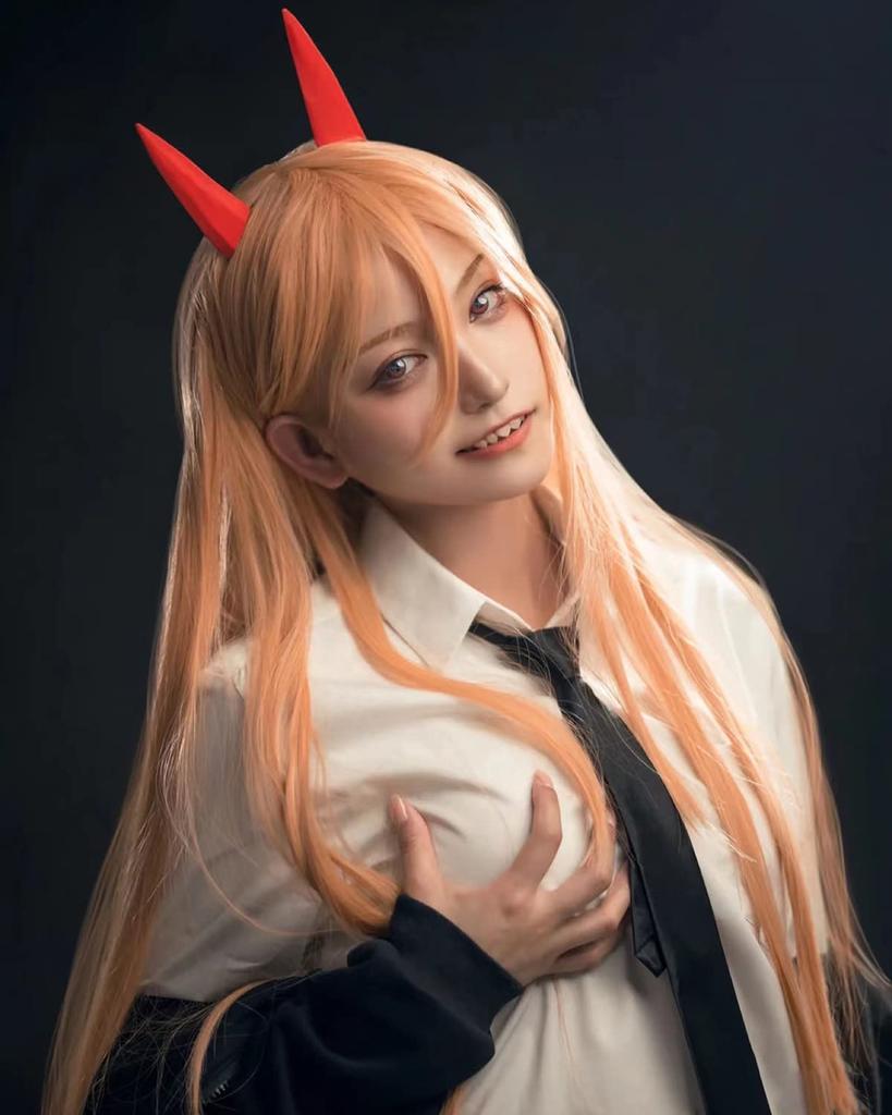 Парик для косплея Power, в комплекте костюм Blue Blood Devil для взрослых, костюм для культурного фестиваля, сценическая одежда, синий парик [Kamizu Ryohin] (Питание включено,