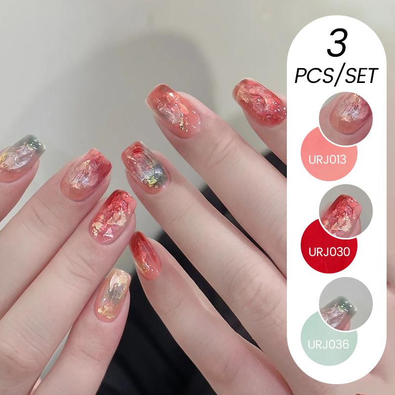 Nail Art Ice Прозрачный набор из 3-х лаков для ногтей, популярный прозрачный клей для лака для ногтей Nude Whitening Powder