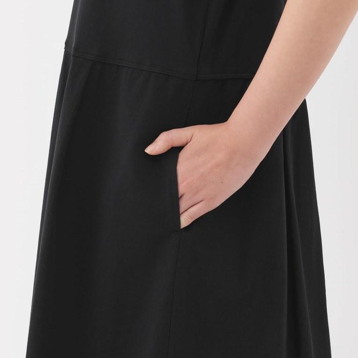 Женское охлаждающее однотонное платье с коротким рукавом MUJI, Черный, Женский S
