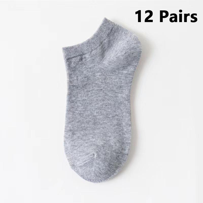 5/6/12 Pairs Men's Boat Socks Breathability Sweat Absorption Sports Business Socks Leisure Solid Color Men's Low Tube Floor Sock
