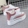 Fashion Thick-soled Pink Sneakers Shoes Women's Spring Lace-up Slim Inner Heightening Shoes 2024 New Casual Sports Shoes Board Shoes