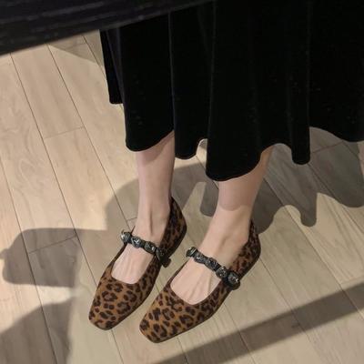 Версия из овчины~ Французские кожаные туфли с леопардовым принтом, туфли Мэри Джейн, женские туфли-лодочки со стразами, балетки, женская обувь