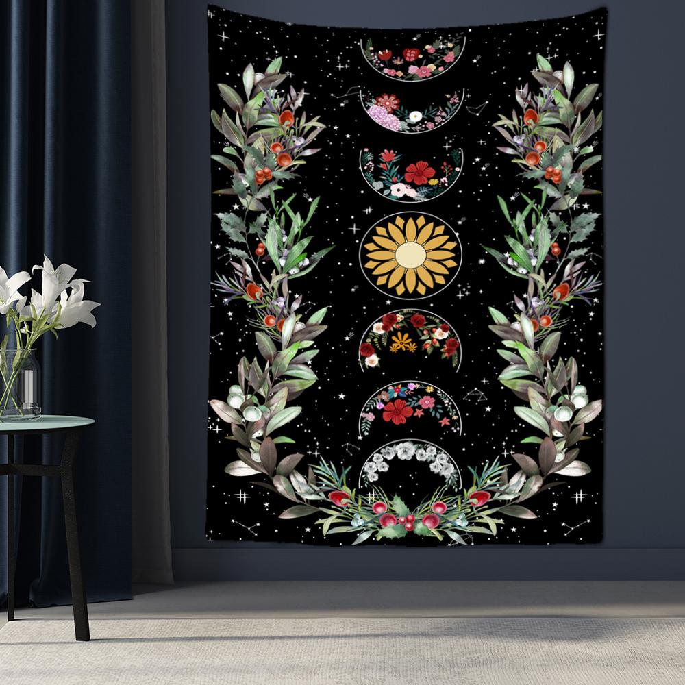 Фаза Луны Цветочный Гобелен Настенный Психоделический Колдовство Богемный Стиль Хиппи Тапиз Домашний Декор