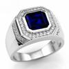 Luxury 925 Sterling Silver Blue Sapphire Ring Engagement Wedding Rings for Men Boys Jewelry Gift Size 8,9,10,11,12,13