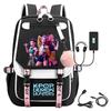 Movie Peripheral Print Backpack, School Bag Student Campus With Plush Ball Backpack With USB Port