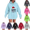 Women's Casual Comfortable Neck Hooded Long Sleeve Christmas Print Warm Sweatshirt