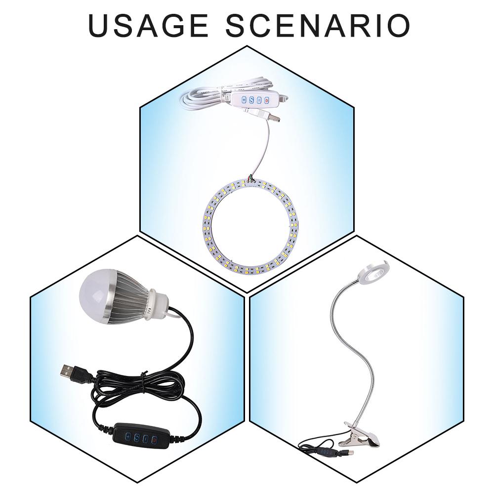 USB LED Dimme DC 5V Dimmable Switch 2M Cable Light Modulator Lamp Line Dimmer Controller Table Lamp Power Wire